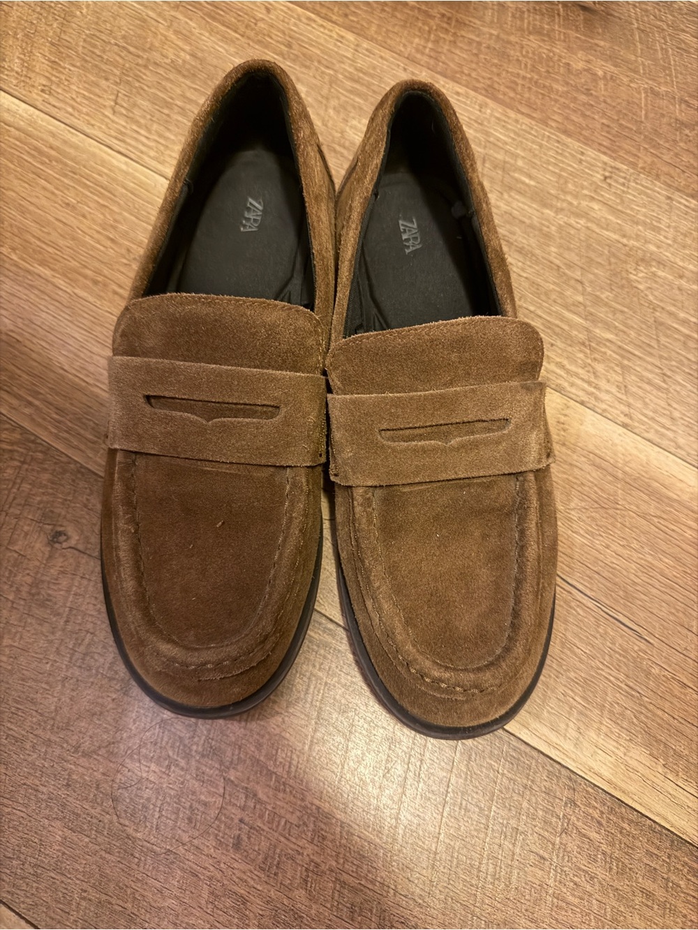 ZARA Women’s Brown Suede Penny Loafers
